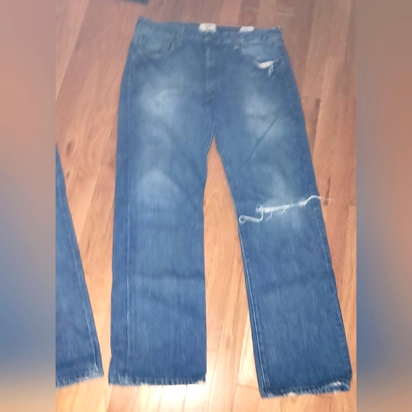 3PR MENS LEVIS 501 BUTTON FLY BLUES JEANS SIZE 34 X 34 NO SEPARATING - Picture 4 of 12